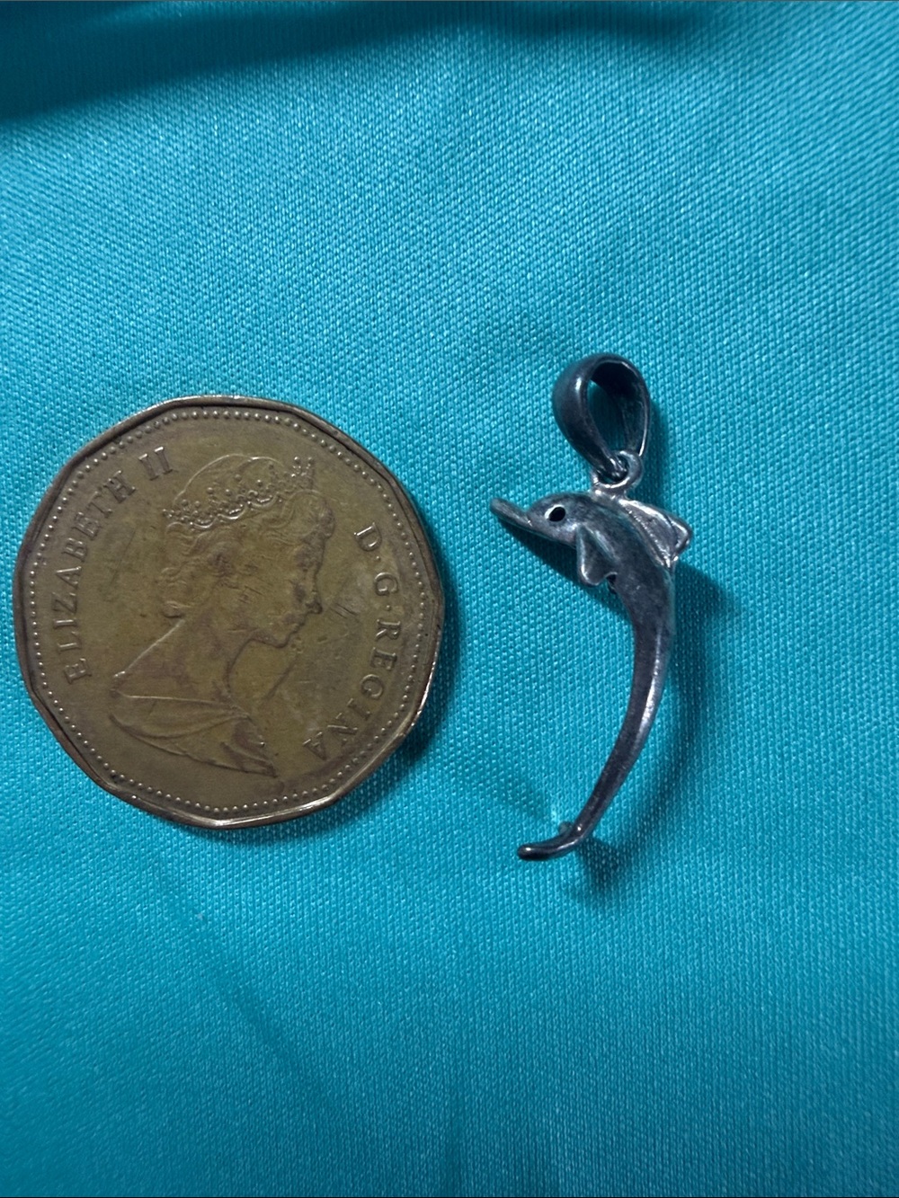 Sterling Silver Dolphin Charm Pendant vintage